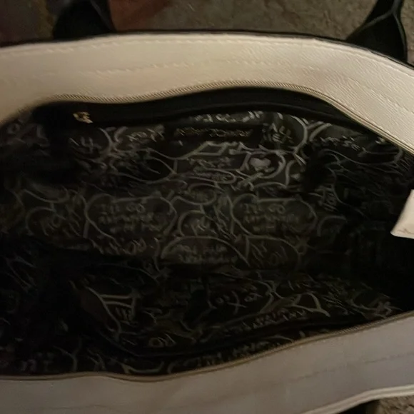 Betsey Johnson Black and White Quilted Heart Tote - Picture 3 of 3